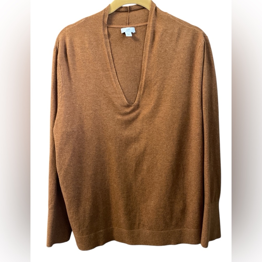 J Jill sweater Women's Size XL Brown V Neck Cotton Polyester Nylon blend